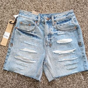 Ksubi Racer Jean Denim Shorts High Rise Slim Fit Thigh Length NEW Size 23